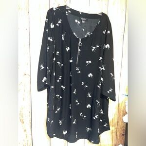 Black Floral Blouse Oversized Tunic NWT